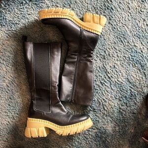 ASOS DESIGN Capricorn premium leather chunky Chelsea knee boots size 38